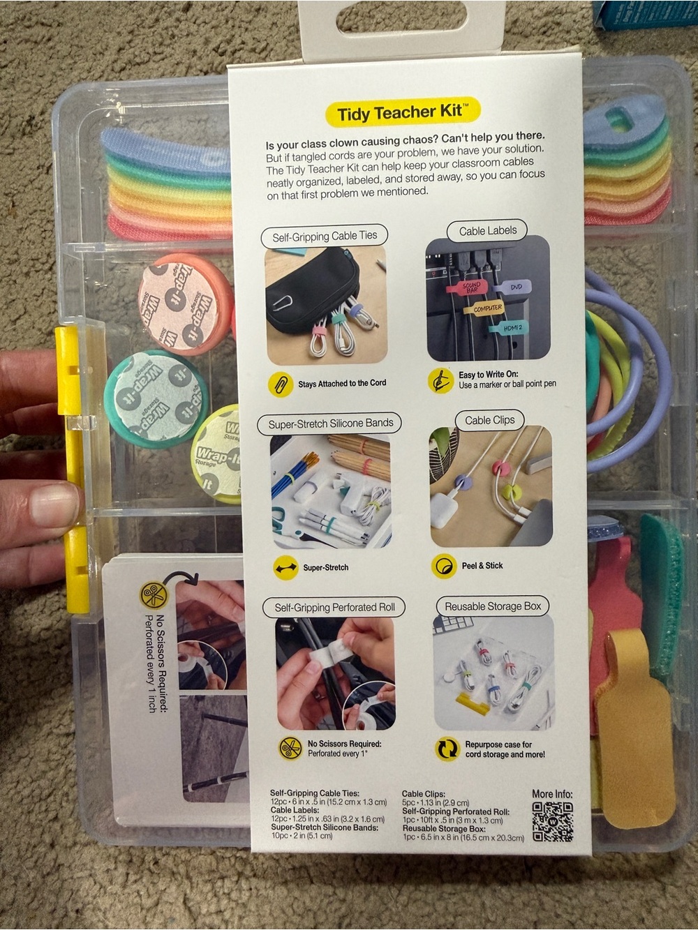 Storage Tidy Teacher Kit – Multicolor Cable Organizer - Picture 2 of 2